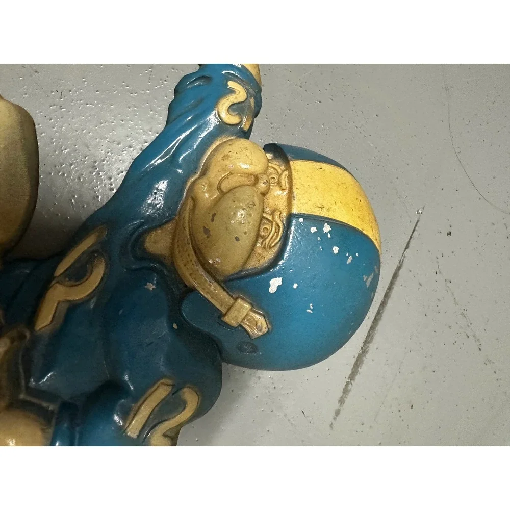 Vintage Homco 1978 Football Player Wall Plaques Set of 2 Blue Red Sports Decor